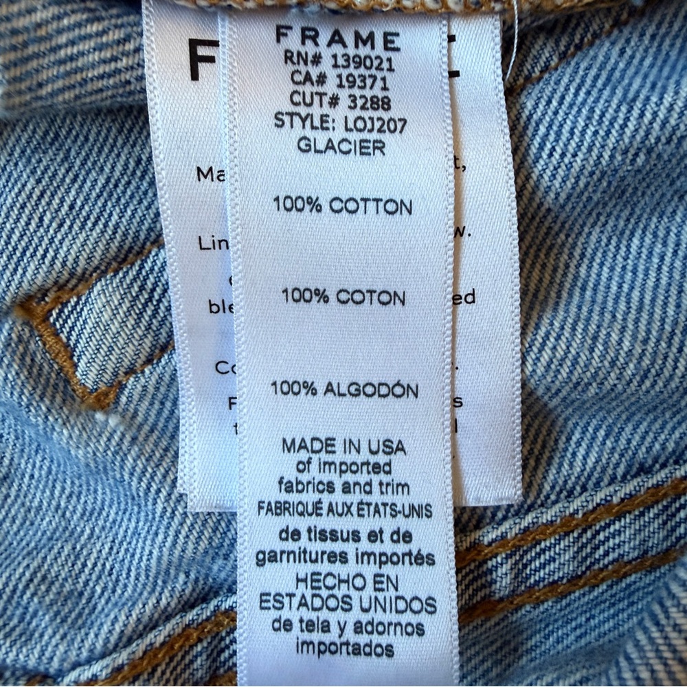 Frame Denim Le Original high rise Light Blue distressed cropped Jeans size 24 - Picture 9 of 16